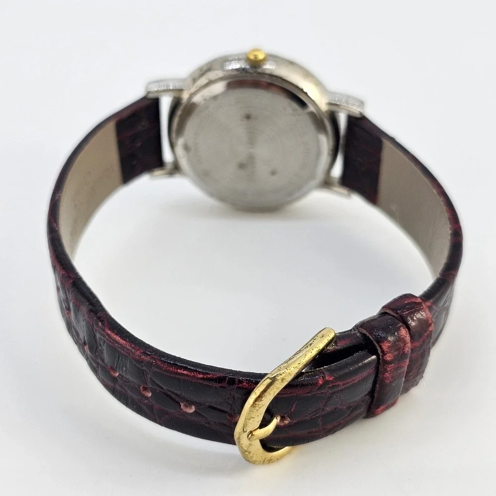 34MM‎ Women's Analog Watch White Dial Brown Leather Bands NEW Battery